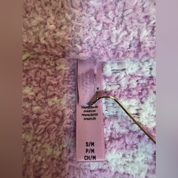 SKIMS Cozy Sweater Zip Up Petal Houndstooth‎ Pink Sz S/M - Picture 10 of 15